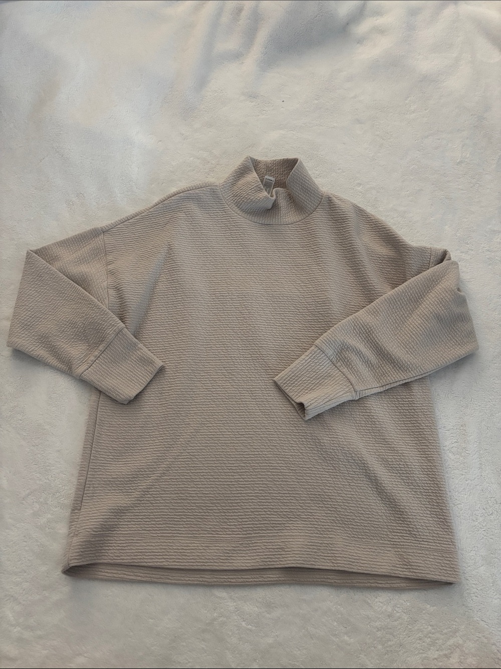 90 Degree By Reflex Light Beige Quilted Mock Neck Pullover